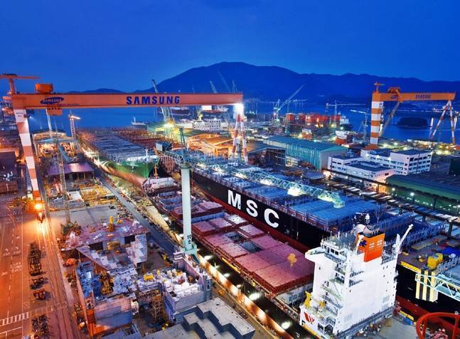 Samsung Heavy Industries' shipyard in Geoje, South Gyeongsang Province. (Samsung Heavy Industries)