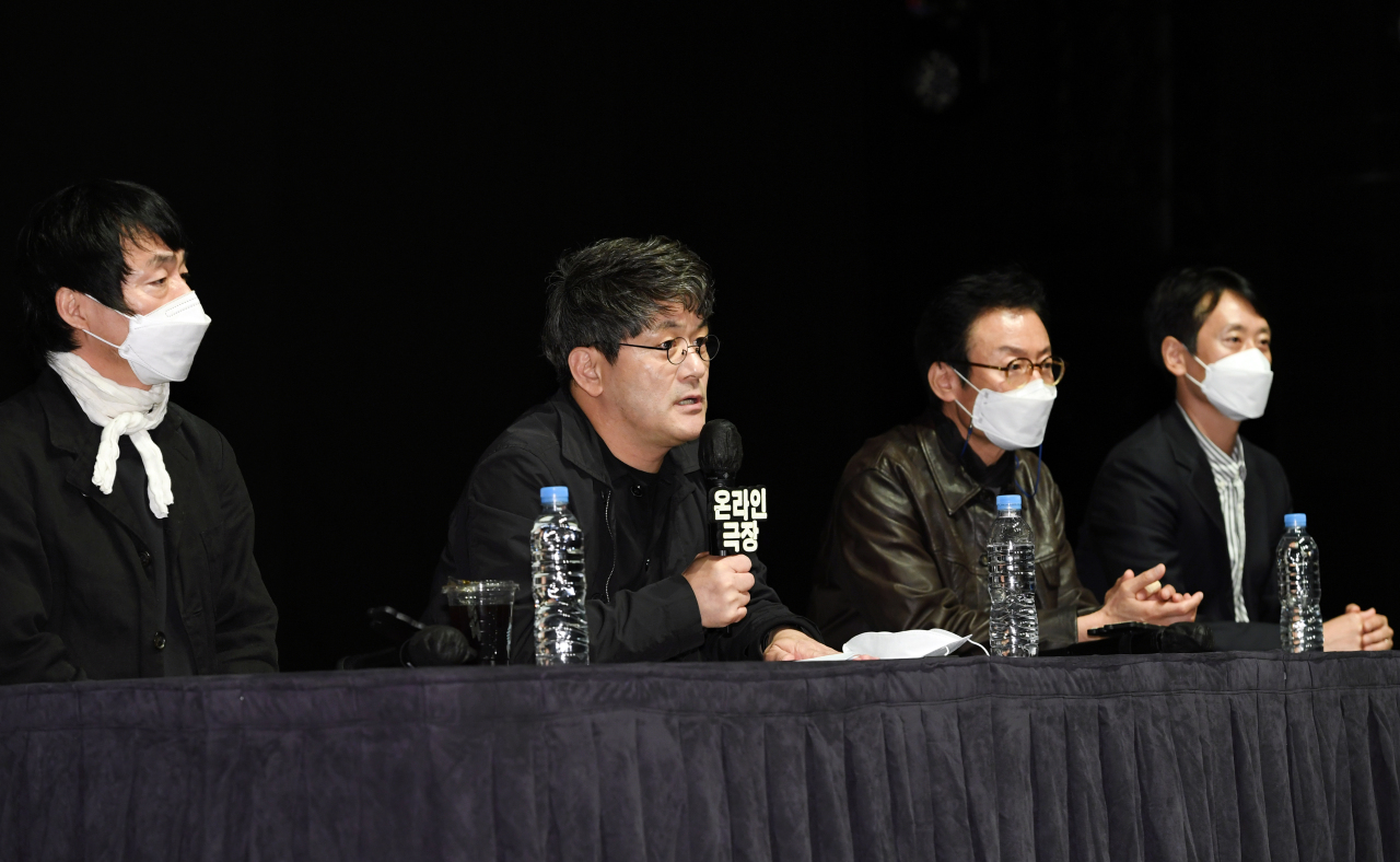 Kim Kwang-bo, artistic director of the National Theater Company of Korea, speaks at a press event held at the Myeongdong Theater in central Seoul, Monday. (NTCK)