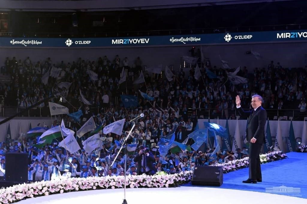 The Uzbekistan Liberal Democratic Party holds an event at Humo Arena Complex in the capital Tashkent on Oct. 25. (Embassy of Uzbekistan in Seoul)