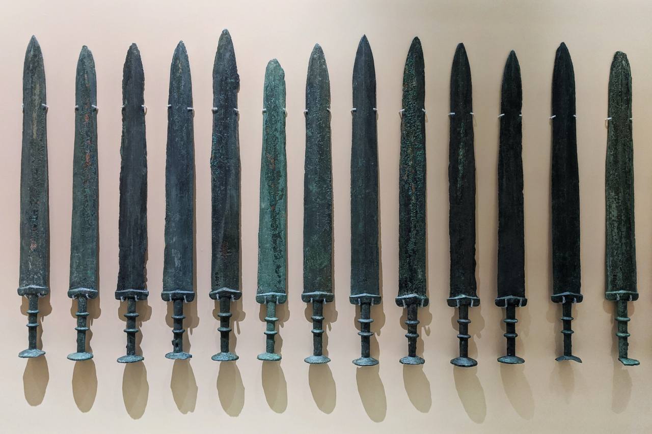 Korean bronze daggers, excavated in Wanju, North Jeolla Province, in 2012, are on display at the Jeonju National Museum in Jeonju, North Jeolla Province. (Photo ©2021 Hyungwon Kang)
