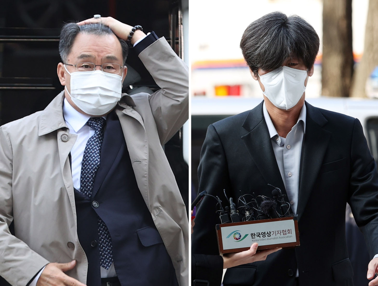 Kim Man-bae (left) and Nam Wook (right). The two figures were put under arrest early Thursday in connection to prosecutors' investigation on a land development scandal. (Yonhap)