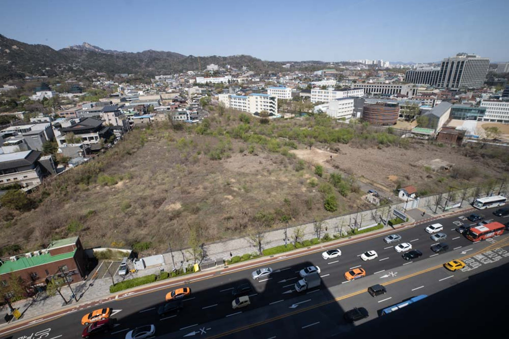 This aerial view shows the site in Songhyeon-dong, central Seoul, where a new establishment will house the late Samsung Chairman Lee Kun-hee’s art collection. (Yonhap)