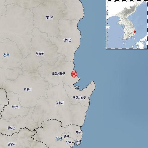 This image, provided by the Korea Meteorological Administration, shows the location of the epicenter of an earthquake that struck South Korea's southeastern region on Friday. (Korea Meteorological Administration)