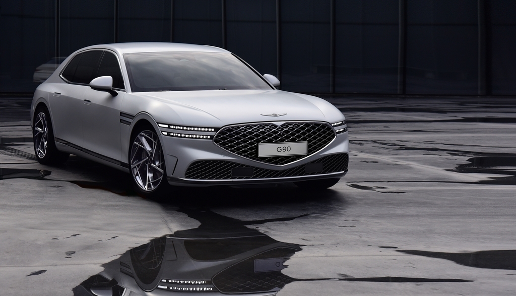This file photo provided by Genesis shows the front design of the new G90 sedan. (Gebesis)