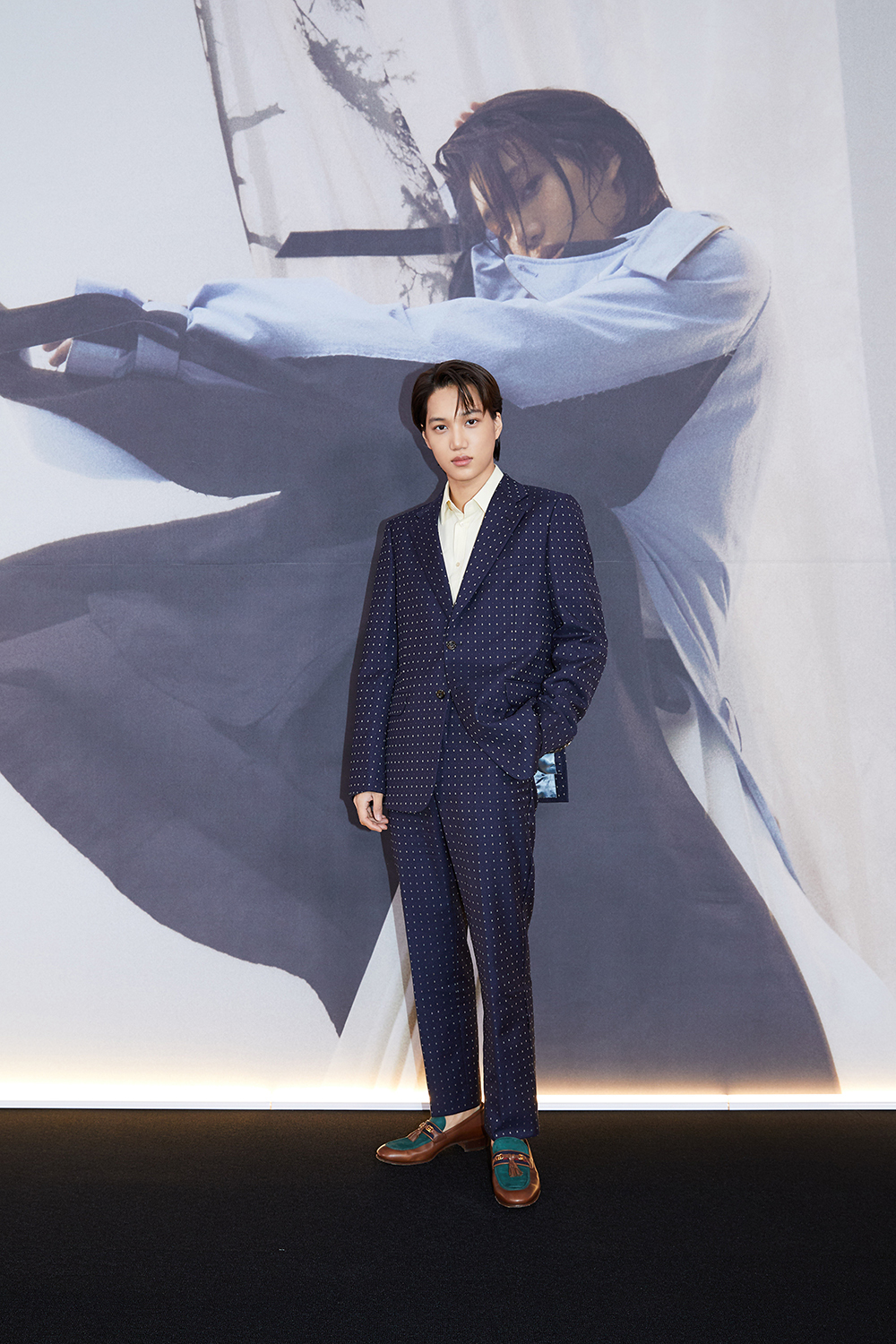 Singer-turned-soloist Kai poses during an online press conference Tuesday. (S.M. Entertainment)
