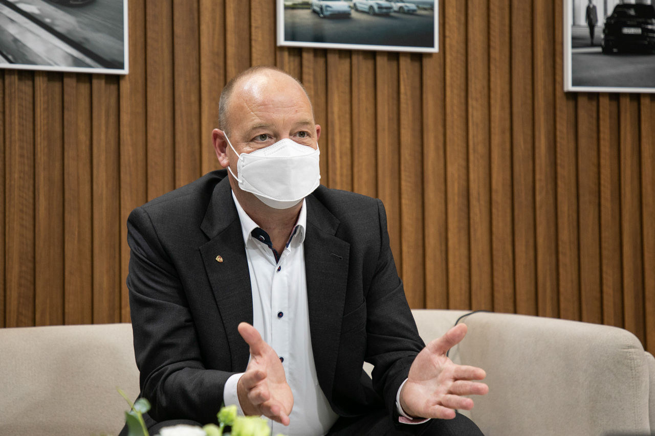 Thomas Friemuth, vice president of product line Panamera, speaks at an interview with The Korea Herald in Seoul on Thursday. (Porsche Korea)