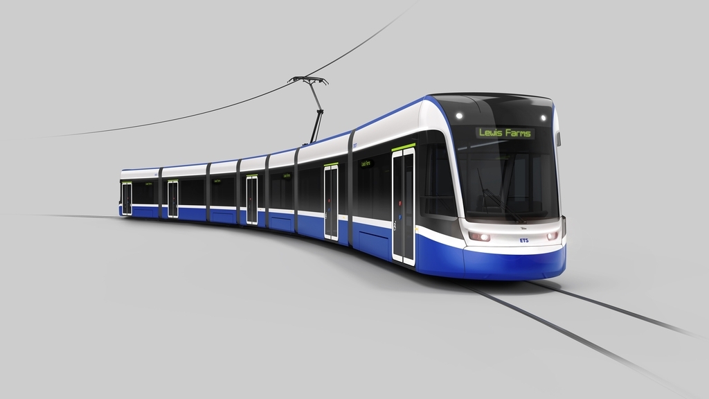 This graphic image, provided by Hyundai Rotem, shows tram cars to be built in Canada. (Hyundai Rotem)