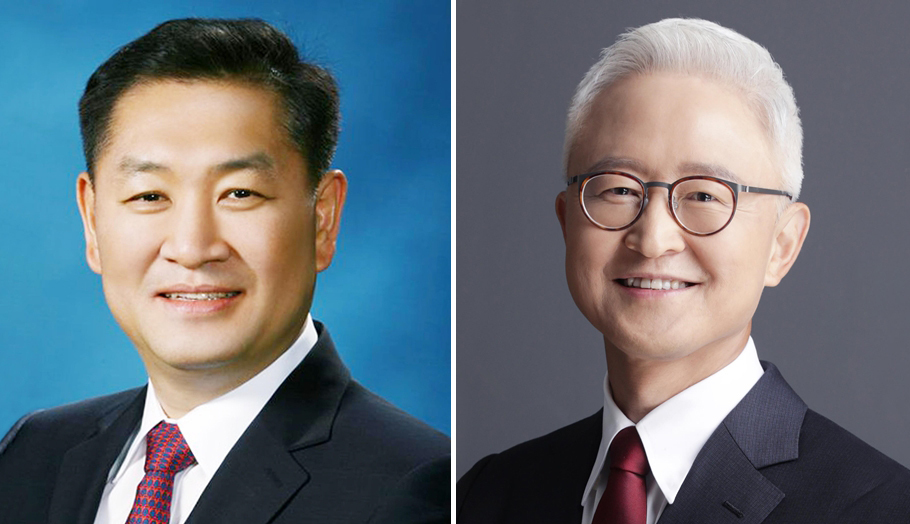 Samsung Electronics' two new CEOs -- Han Jong-hee (left), vice chairman and CEO of the consumer business division, and Kyung Kye-hyun, president and CEO of the semiconductor business division. (Samsung Electronics)