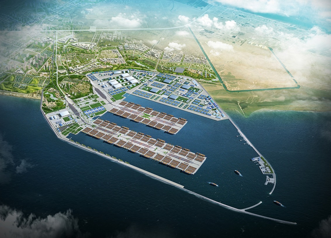 A rendered image of Daewoo E&C’s Al Faw Grand Port project in Iraq. (Daewoo E&C)