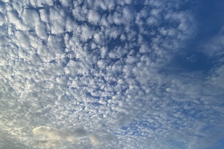 A photo of cloudy skies in Jeju in the afternoon of Dec. 14, before the earthquake occurred, shared by a member of an online community of moms in Jeju. (Photo from Naver's Jeju Moms community)