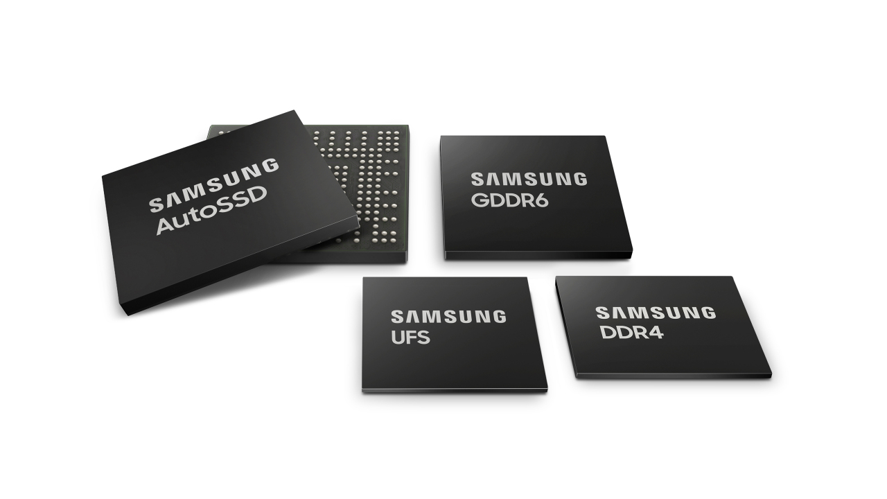 A promotional image showing the newest lineup of Samsung Electronics‘ automotive memory products unveiled Thursday. (Samsung Electronics)