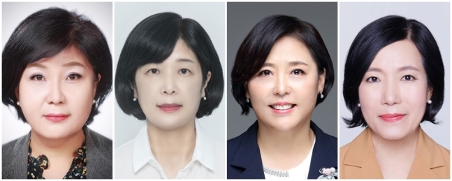 From left: Financial Supervisory Service Deputy Governor Kim Mi-young, Shinhan Financial Group CDO Kim Myoung-hee, Shinhan DS CEO Cho Kyoung-sun and KB Securities CEO Park Jeong-rim (Photos provided by firms)