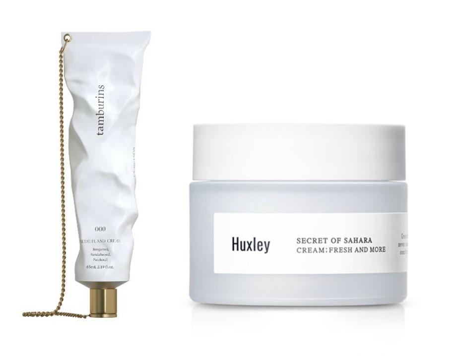 From Left: Hand cream product from Tamburins (Tamburins official homepage), Skincare brand Huxley’s moisturizing cream is famous for its signature fragrance. (Huxley’s official homepage)