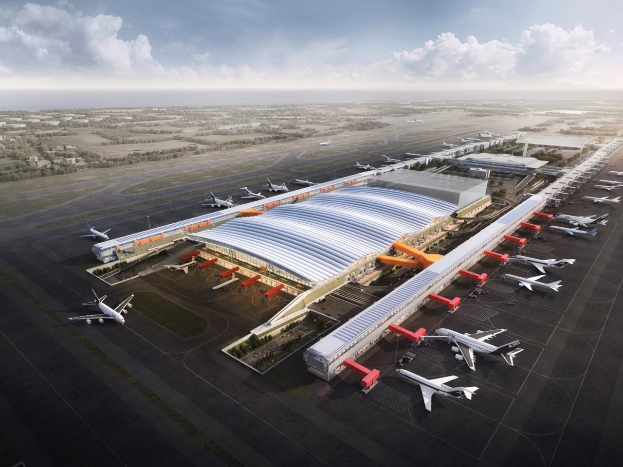 A drawing of a new terminal set to be built at Taiwan Taoyuan International Airport by Samsung C&T(Samsung C&T)