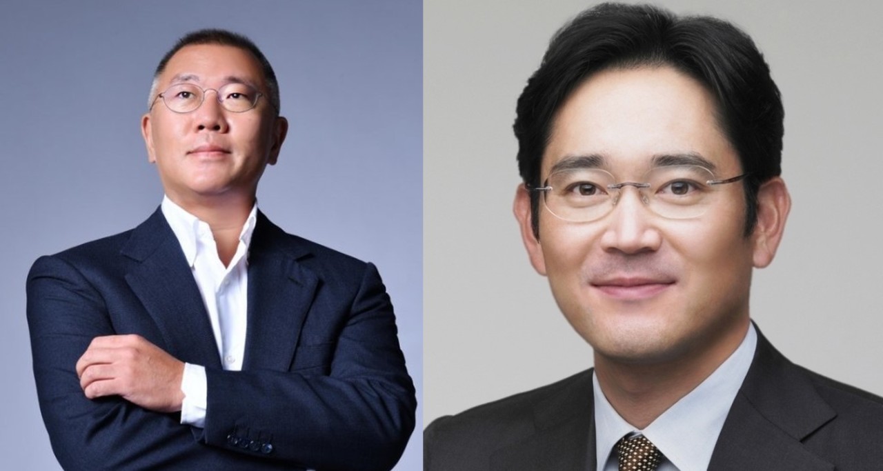 Hyundai Motor Group Chairman Chung Euisun (left) and Samsung Electronics Vice Chairman Lee Jae-yong (HMG) (Samsung Electronics)