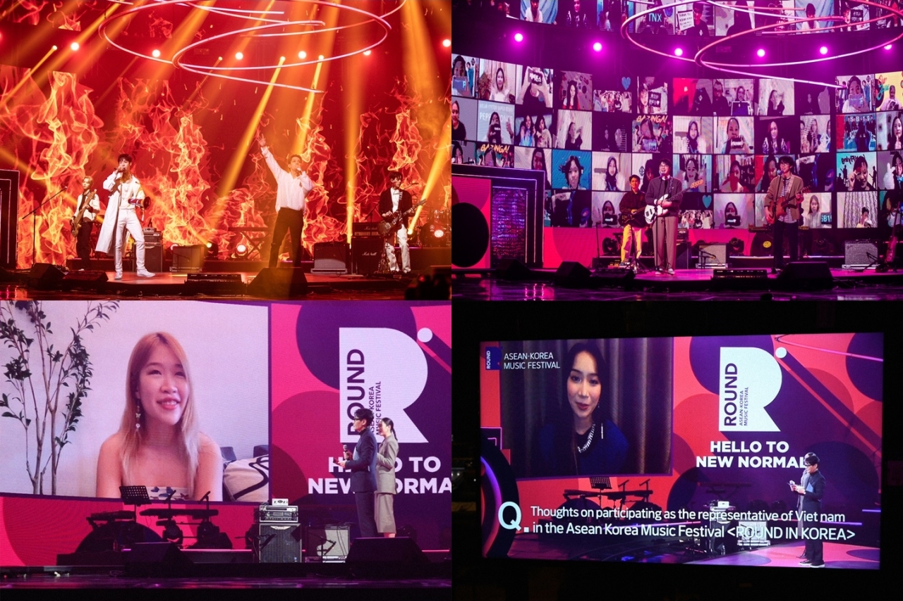 Musicians from Korea and nine ASEAN member states perform during the online music festival “Round in Korea” on Sunday. (ASEAN-Korea Music Festival)