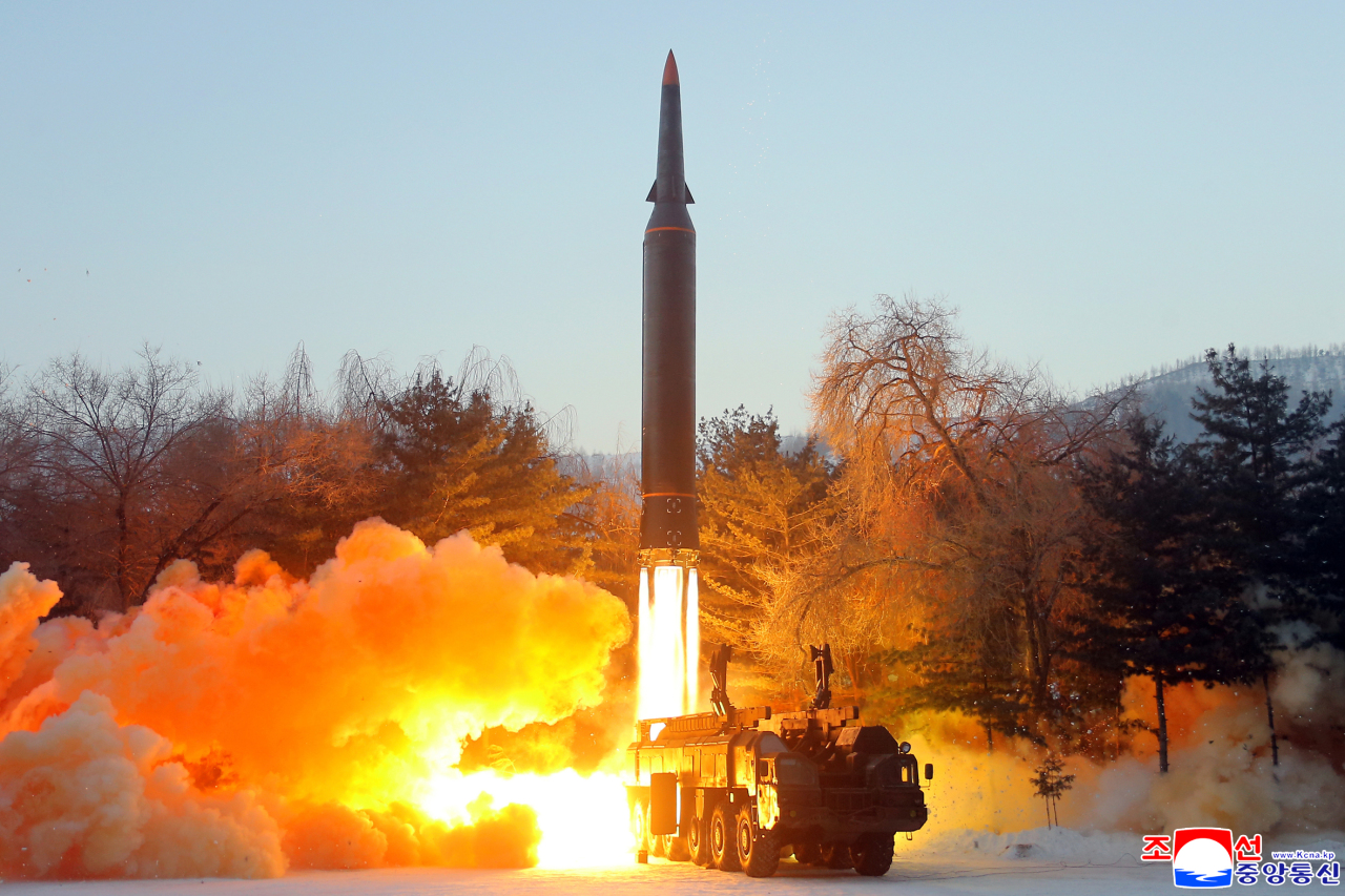 North Korea said it test-fired a hypersonic missile on January 5, in this photo released by the country`s state-run Korean Central News Agency the day after. (KCNA-Yonhap)