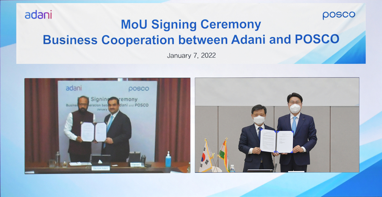 Posco will be working with Adani Group to build a reduced-emissions integrated steel mill in India and carry out other projects to reduce carbon emissions.(Posco)