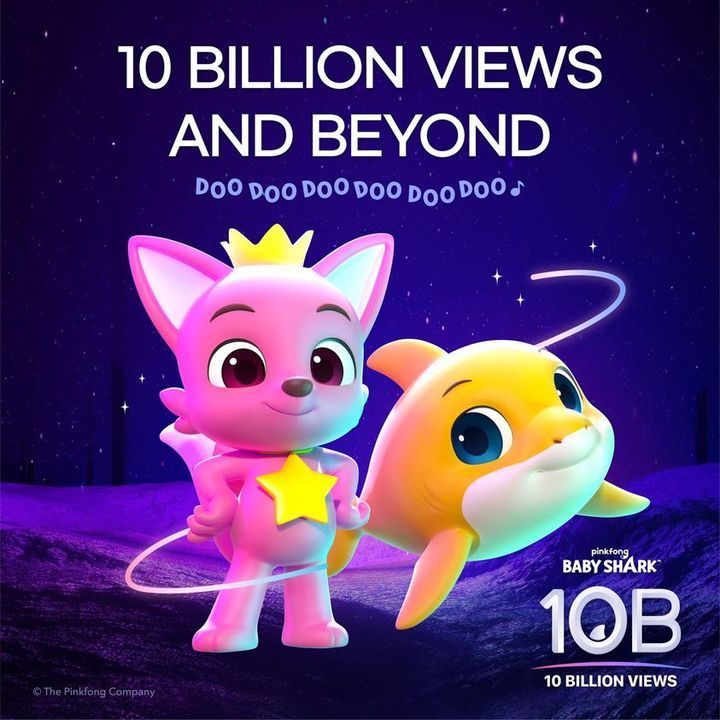 Poster celebrating Baby Shark video's 10b YouTube views (Pinkfong Company's Facebook page)