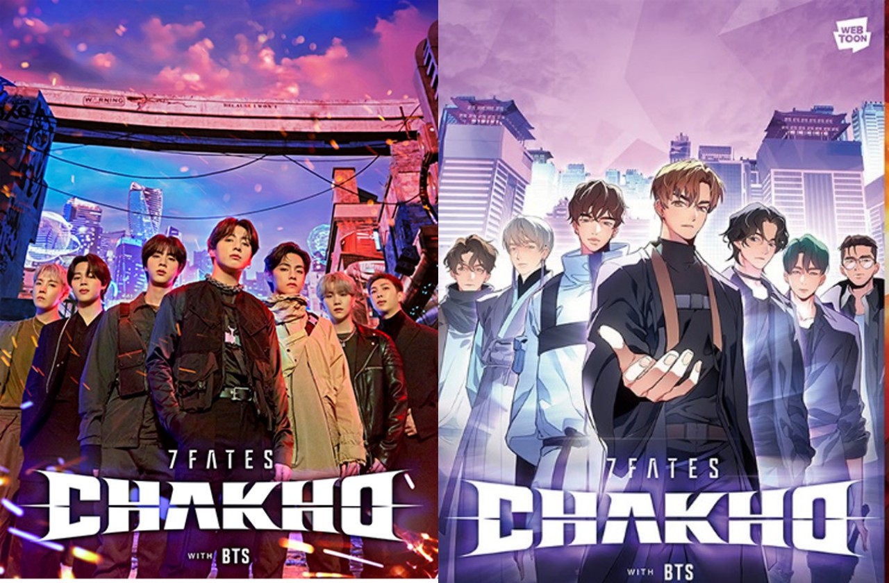 The cover images of web-novel (left) and webtoon “7 Fates: Chakho” (Hybe, Naver Webtoon) 