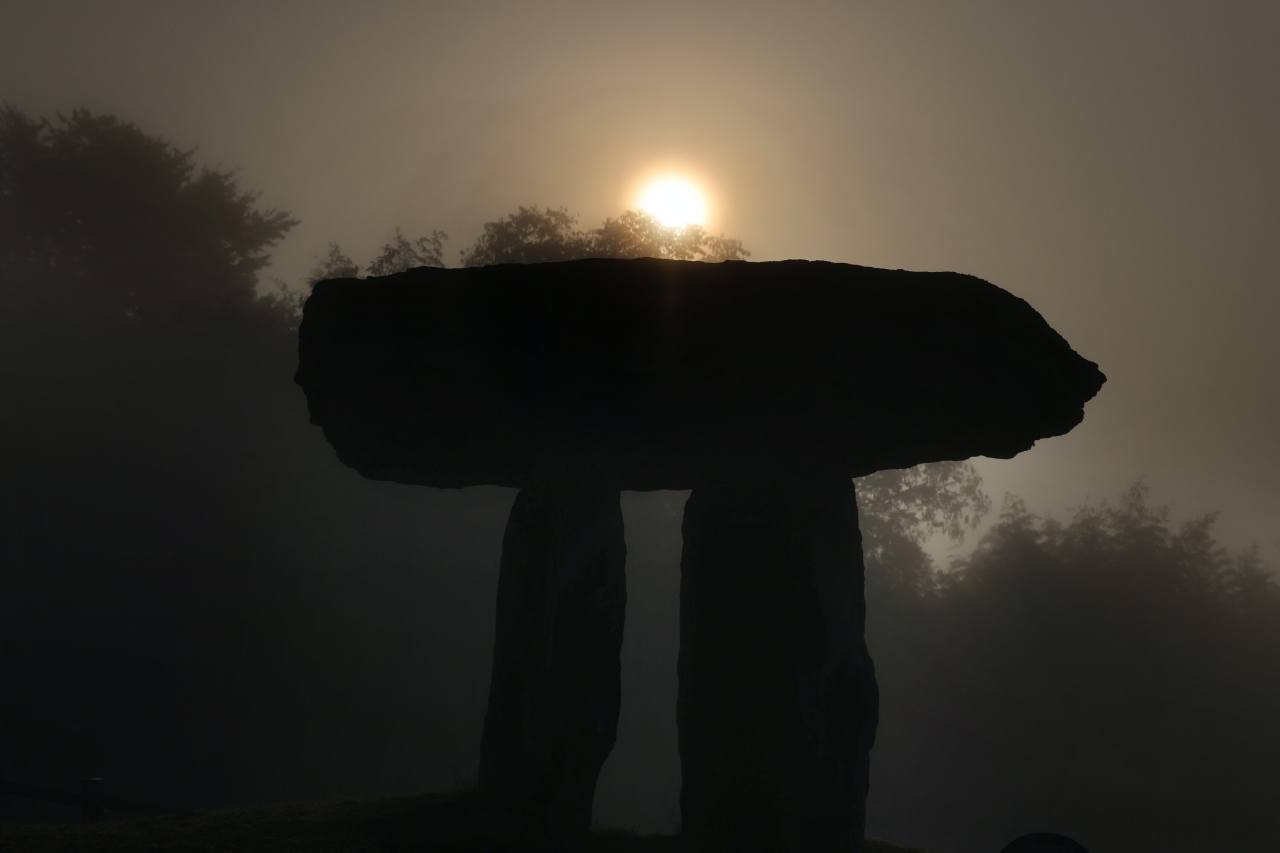 The sun rises over the Gochang Dosan-ri Dolmen, which is a northern-type dolmen in Gochang, North Jeolla Province. The Gochang area dolmen cluster contains the world’s biggest variety of dolmen types in a single area.Photo © Hyungwon Kang