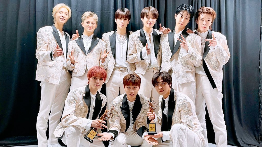 K-pop boy band NCT 127 poses for a photo after winning its first-ever grand prize at the 31st Seoul Music Awards held at Seoul’s Gocheok Sky Dome, Sunday. (NCT 127’s official Twitter)