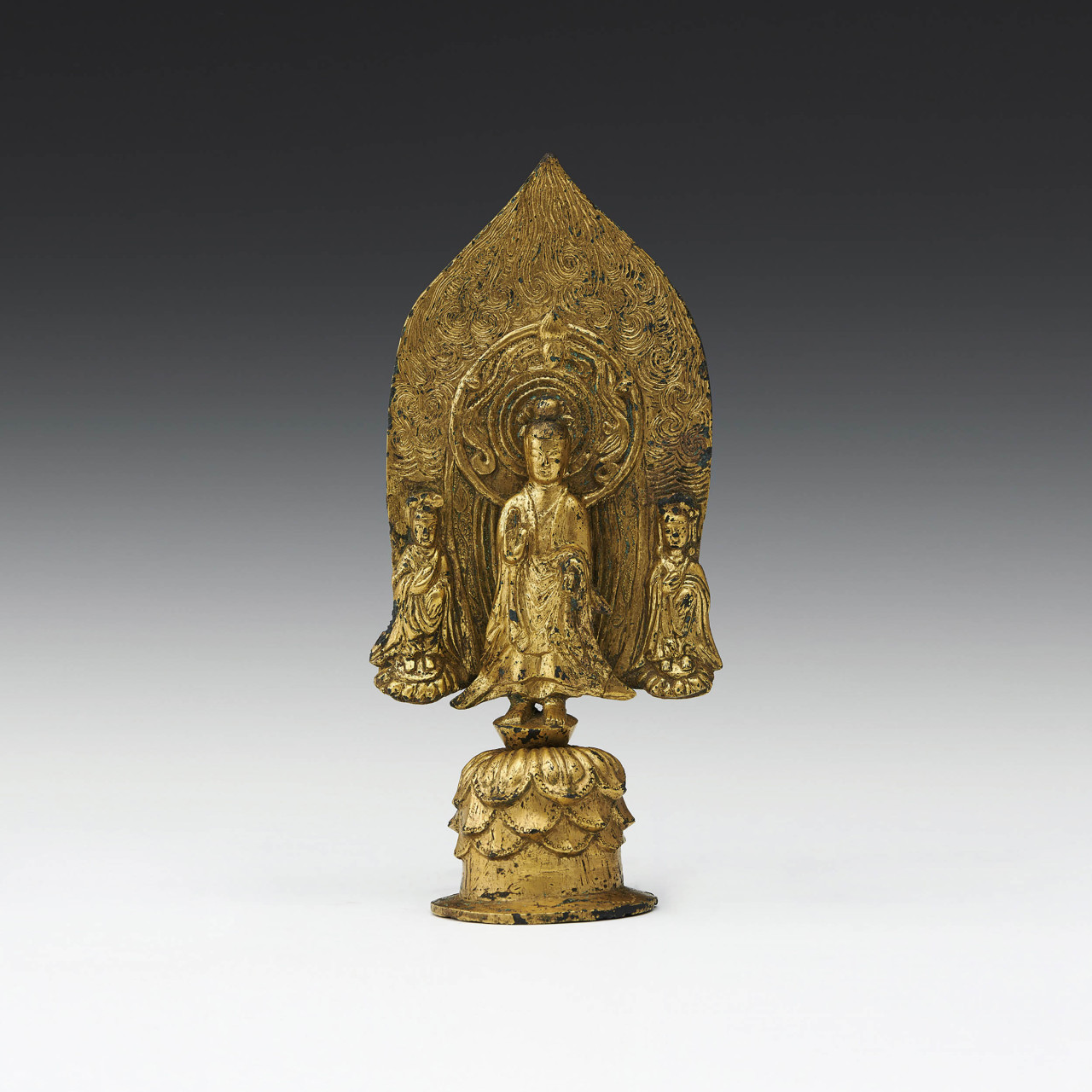 National Treasure No. 72, Gilt-bronze Standing Buddha Triad with Inscription of Gyemi Year (K Auction)