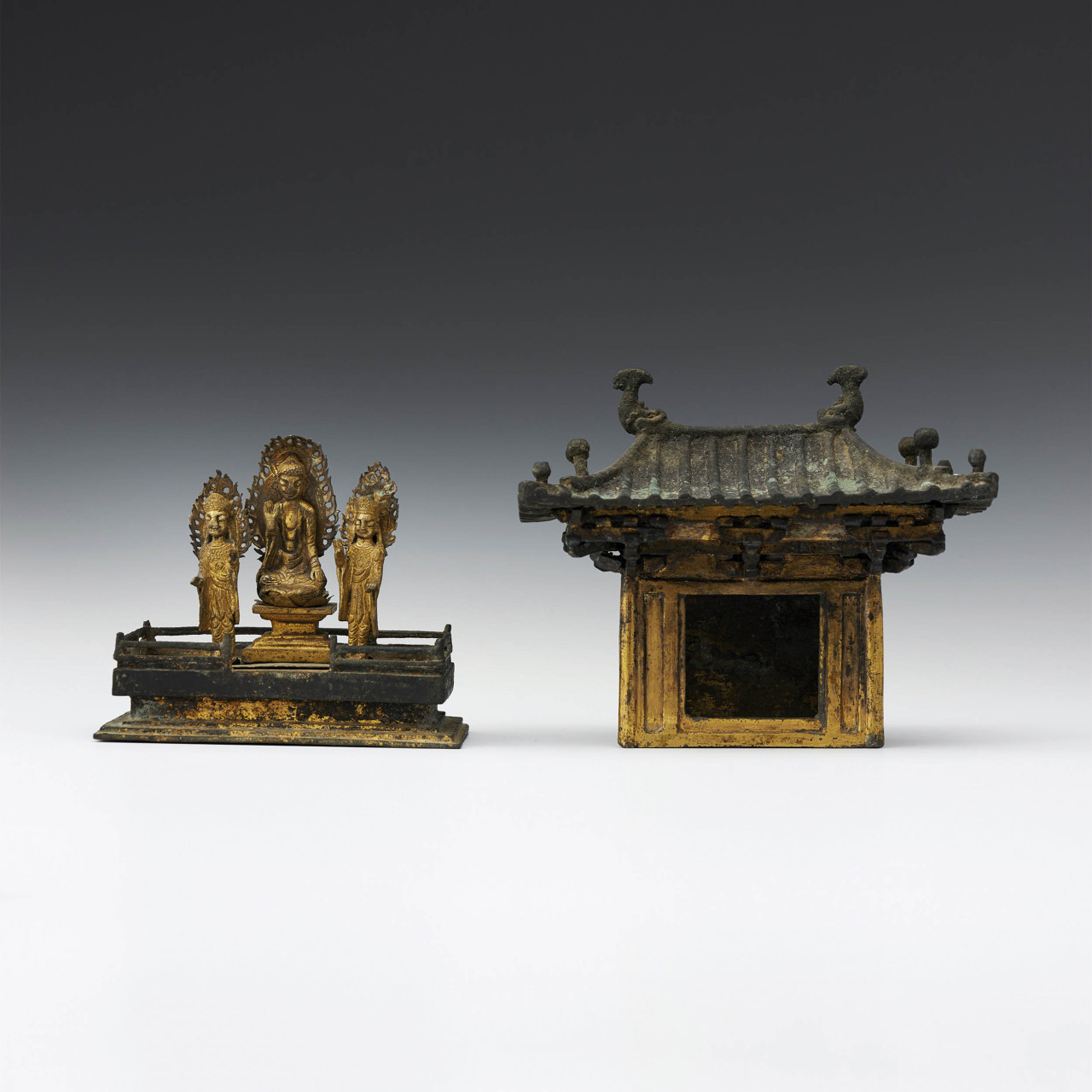 National Treasure No. 73, Portable Shrine of Gilt-bronze Buddha Triad (K Auction)