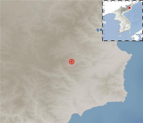 This photo, provided by the Korea Meteorological Administration, shows the epicenter of a 3.1 magnitude natural quake that hit near North Korea's nuclear testing site in Kilju on Friday. (Korea Meteorological Administration)