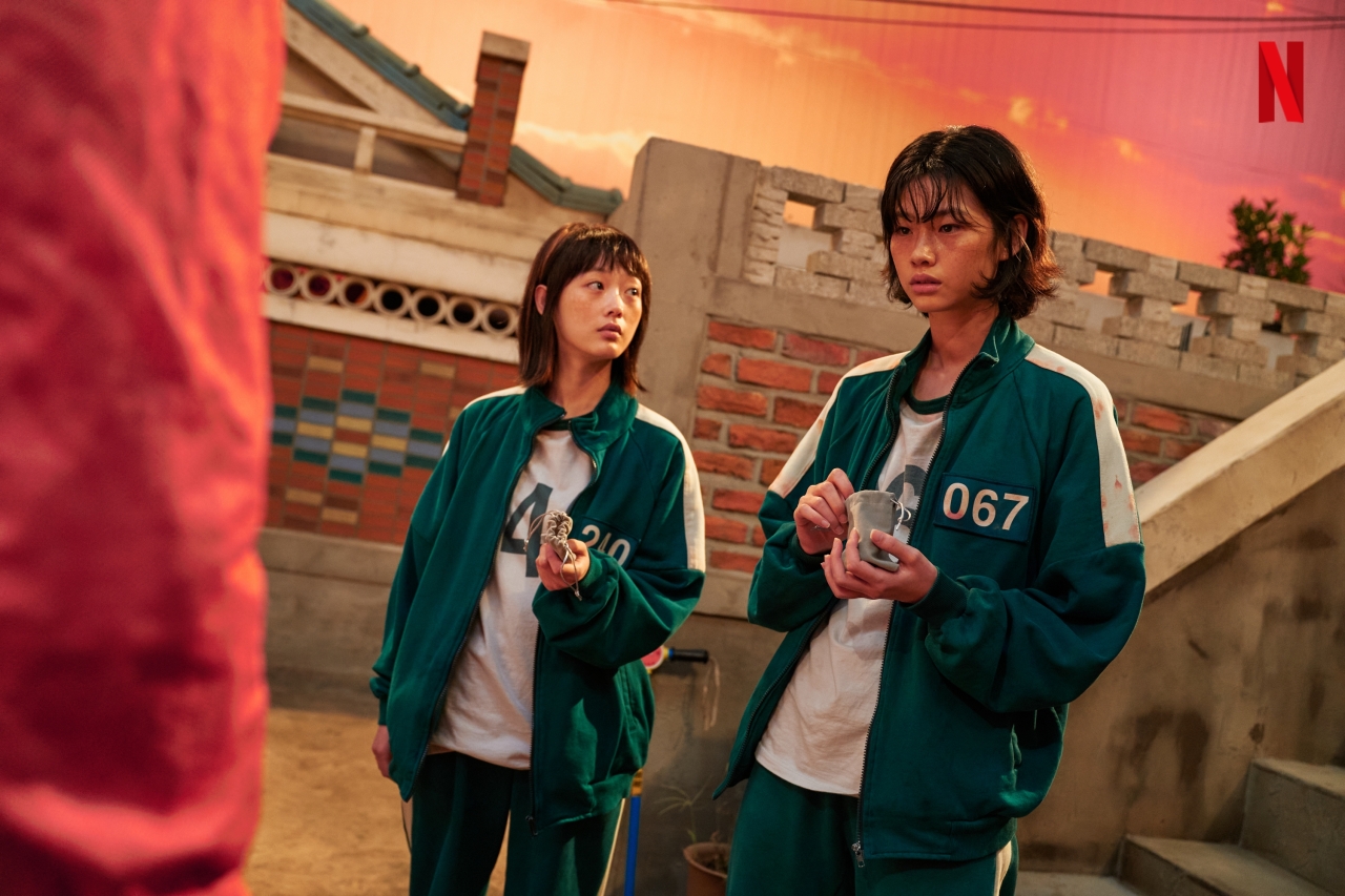 Lee You-mi plays Ji-yeong, a young woman also referred to as Player 240, in “Squid Game.” (Netflix)