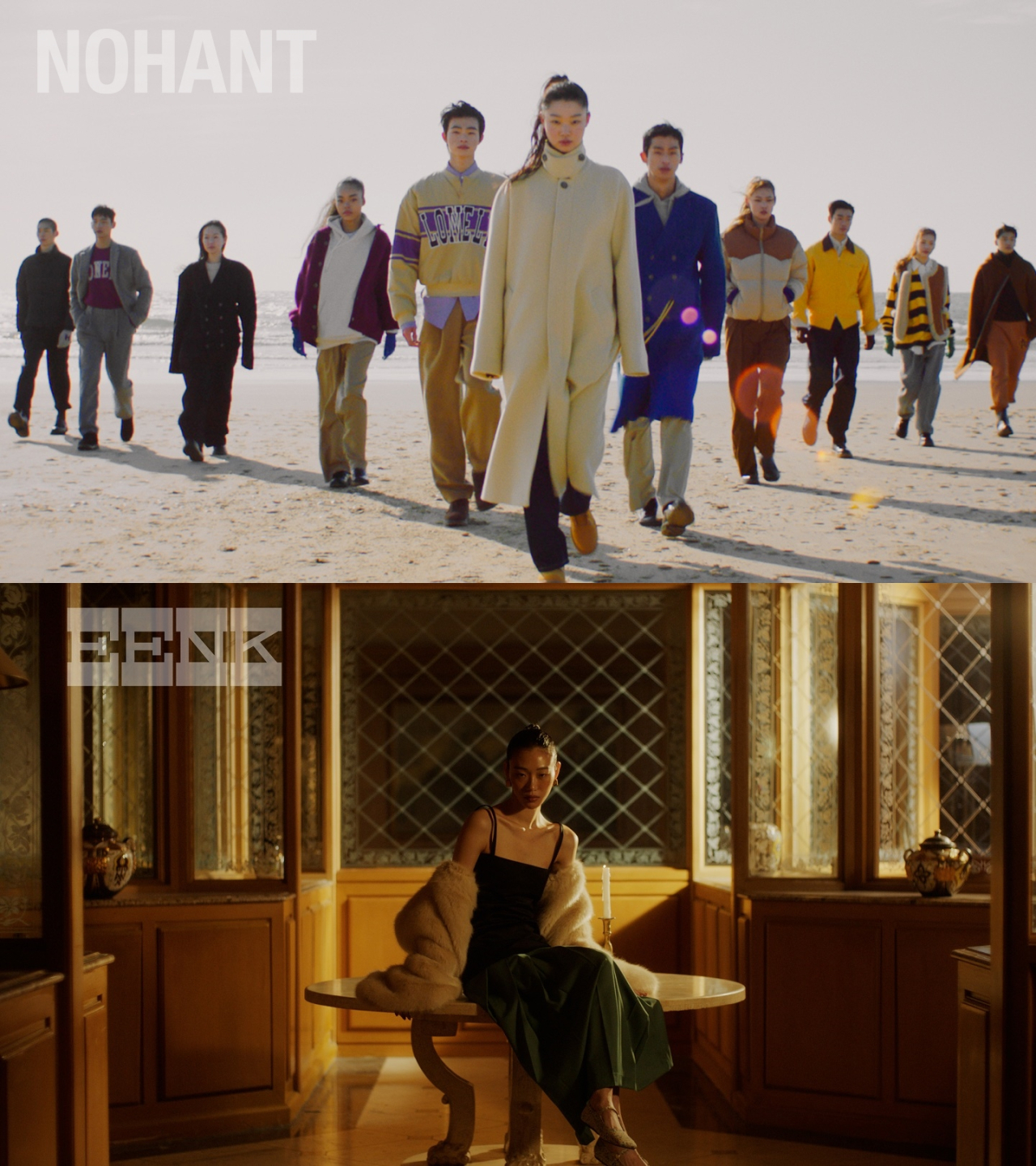 Still images of Korea’s fashion brands Nohant’s digital fashion film (top) and Eenk’s digital fashion film unveiled through “Concept Korea NY 2022 F/W” on Wednesday (Korea Creative Content Agency)