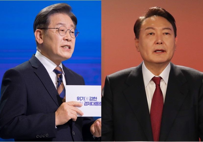 Presidential candidates Lee Jae-myung (left), Yoon Suk-yeol (Yonhap)
