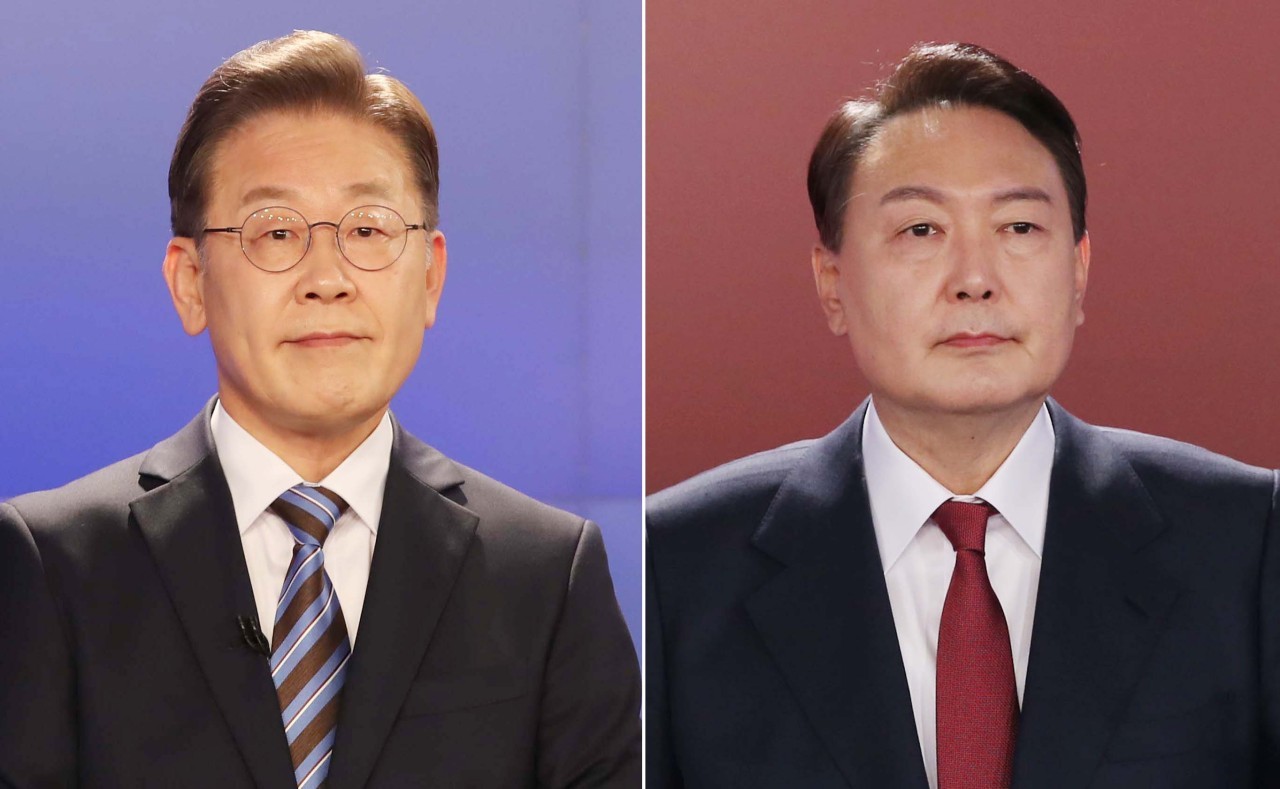 Lee Jae-myung (left) of the ruling Democratic Party of Korea and Yoon Suk-yeol (right) of the main opposition People Power Party (Joint Press Corps)