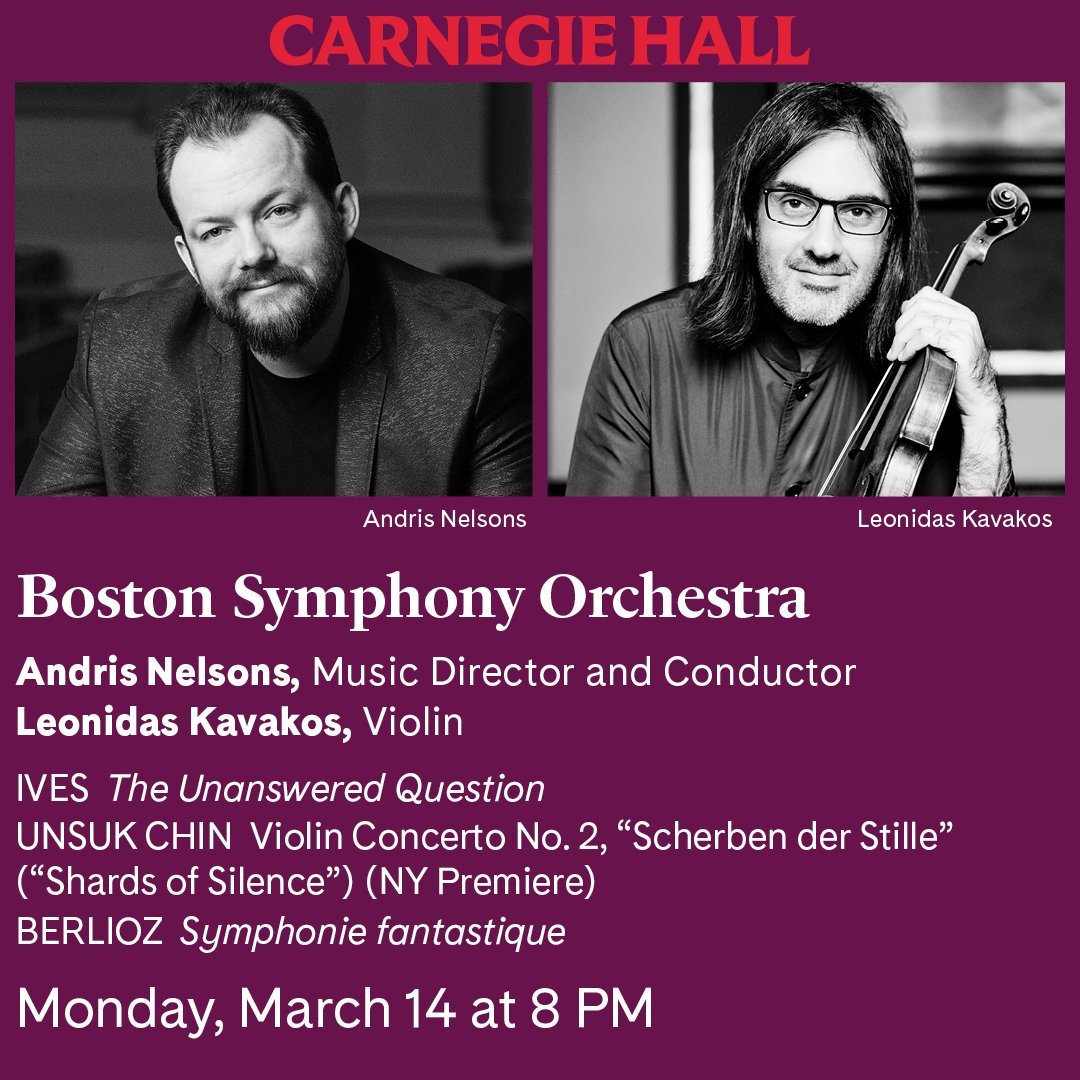 Poster image for upcoming Boston Symphony Orchestra at Carnegie Hall (KCCNY)