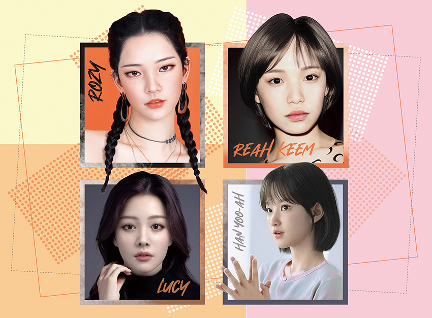 (Clockwise from the top left) Rozy, Reah Keem, Han Yoo-ah and Lucy (Designed by Park gee-young; images captured from Instagram accounts or provided by developers)