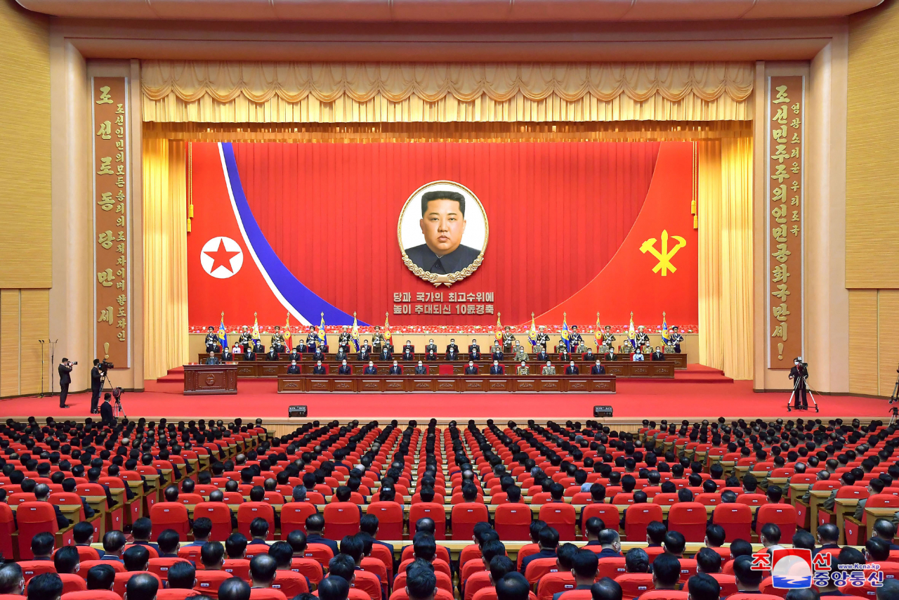 An event to mark the 10th anniversary of North Korean leader Kim Jong-un's assumption of power takes place in Pyongyang on Sunday, in this photo provided by the Korean Central News Agency. (KCNA)