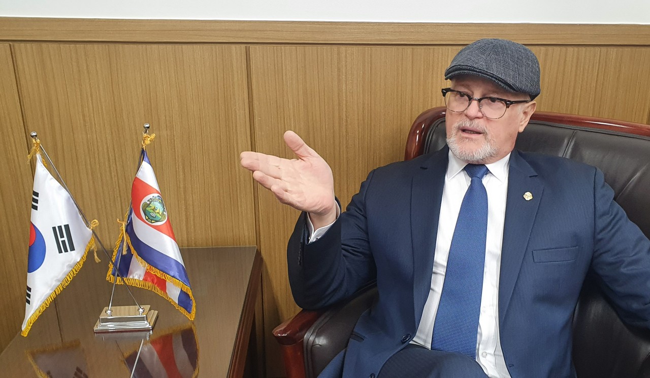 Costa Rican ambassador to Korea Alejandro Rodriguez Zamora discusses Costa Rica-Korea relations during a recent interview with The Korea Herald. (Embassy of Costa Rica in Seoul)