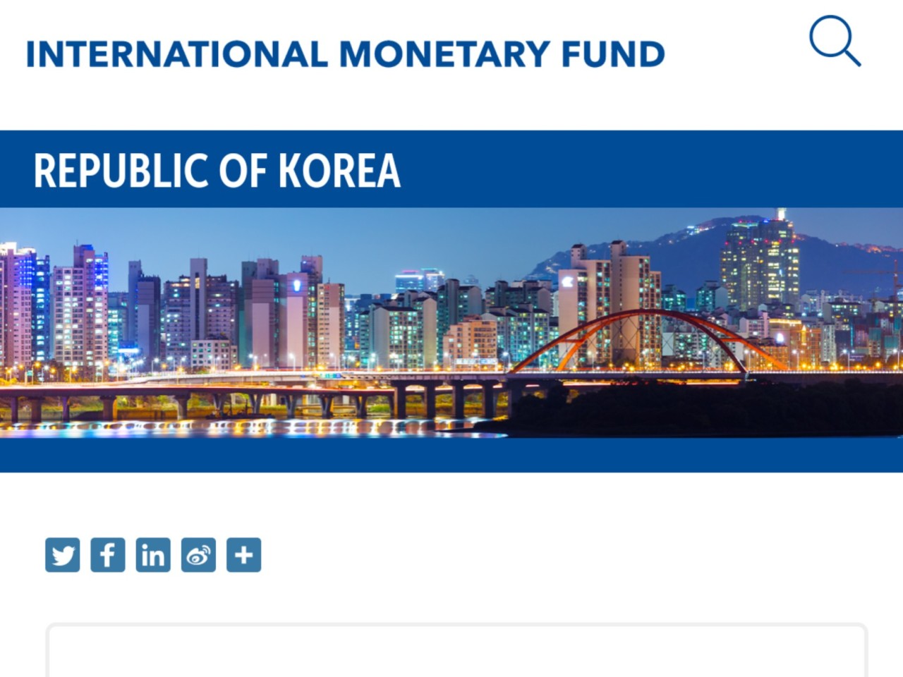 A capture of the homepage of the International Monetary Fund, headquartered in Washington, D.C. (IMF)