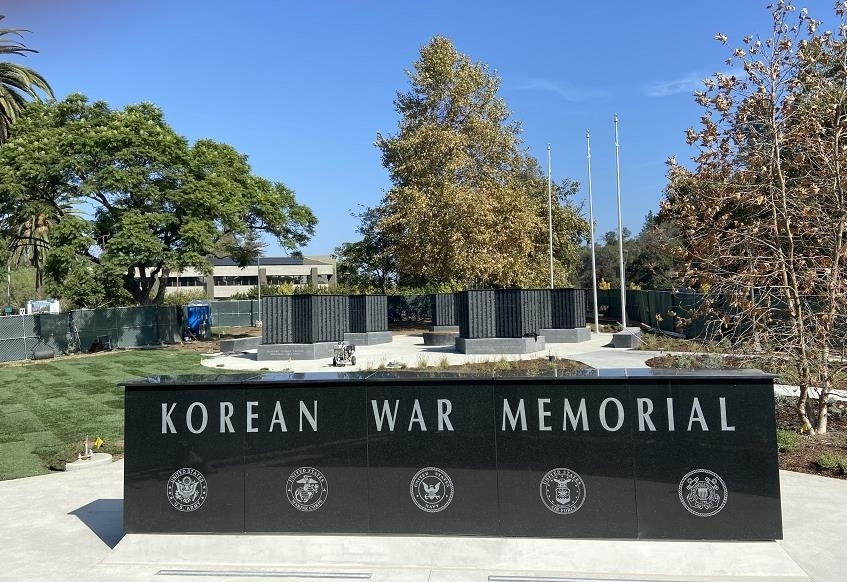 This photo, released by the Ministry of Patriots and Veterans Affairs on Nov. 11 2021, shows the Korean War Memorial erected in Orange County, California, the United States. (Ministry of Patriots and Veterans Affairs)