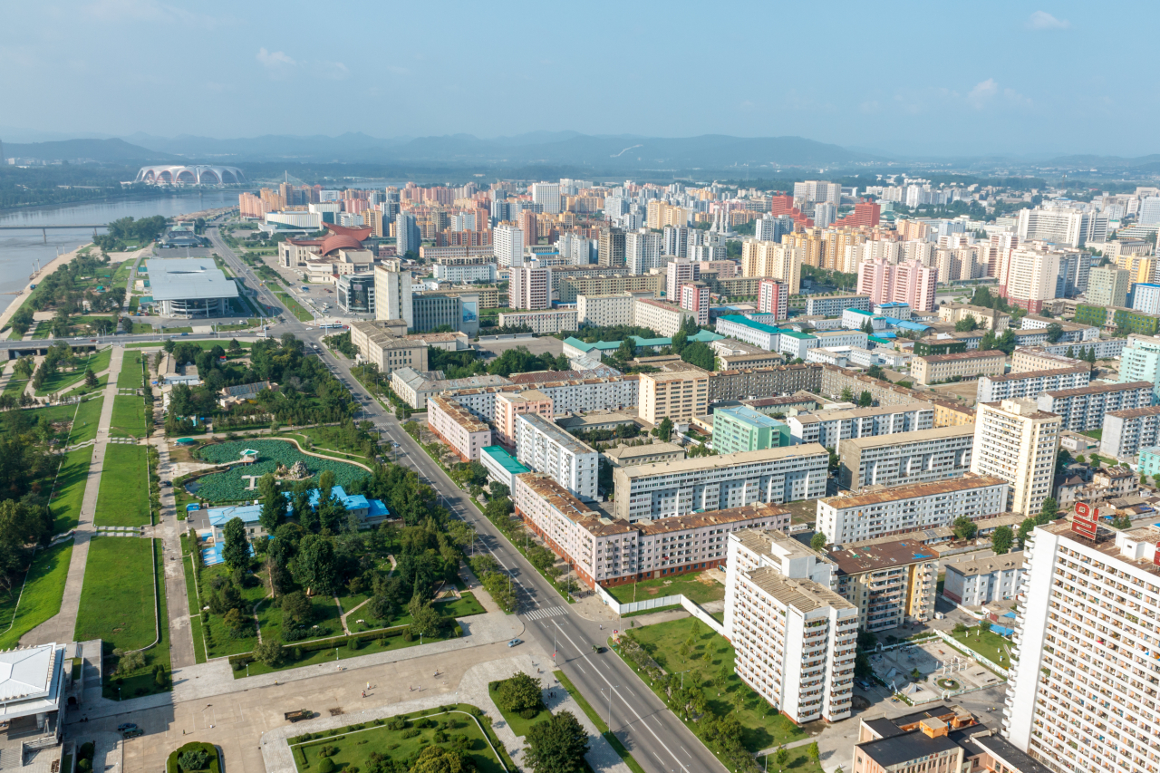 An aerial view shows residential buildings in Pyongyang, North Korea. (123rf)