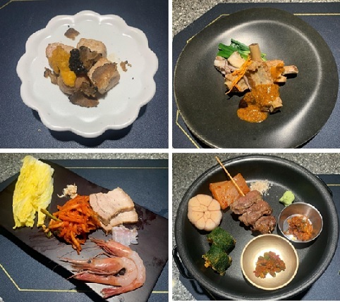(Clockwise from top) Grilled pork tenderloin, boiled pork rib, boiled pork belly and grilled pork skirt offered at Don Tamguso (Don Tamguso)