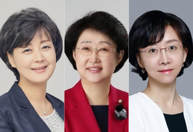 This combined image, provided by the presidential office, shows Education Minister nominee Park Soon-ae (L), Welfare Minister nominee Kim Seung-hee (C) and Oh Yu-kyoung, nominee for the head of the Ministry for Food and Drug Safety. (The presidential office)