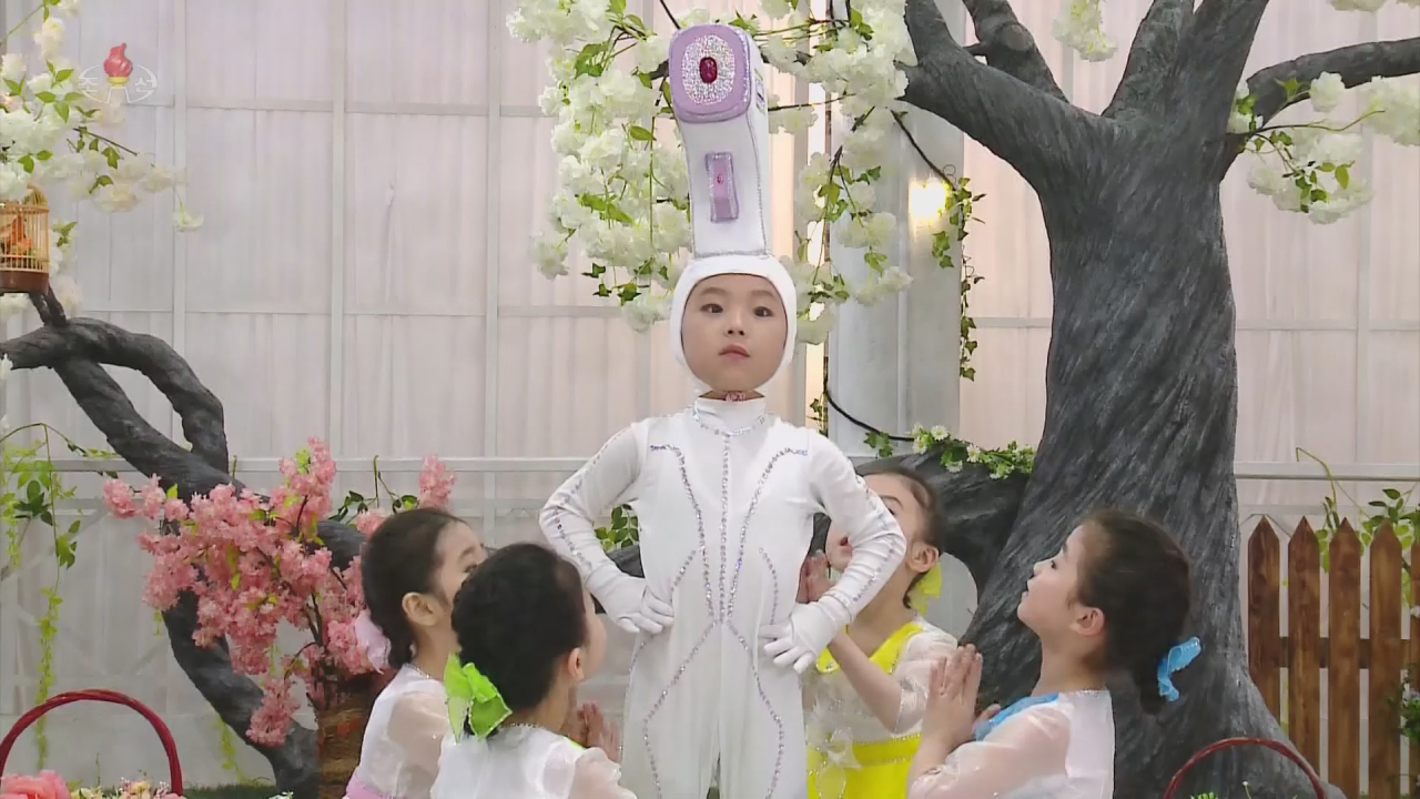North Korea`s Korean Central Television shows a clip produced to deliver disinfection guidelines against COVID-19 to children. (Korean Central Television)