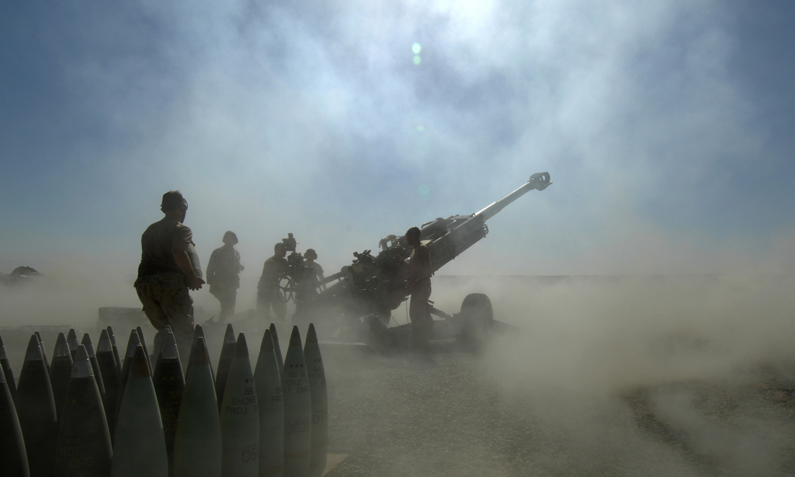 Gunners from X Battery, 5e Régiment d’artillerie Légère du Canada (5 RALC) at Patrol Base Wilson, conduct a fire mission with the M-777 155mm howitzer, to support Coalition forces who have located a Taliban position. (File Photo -Canadian Army)
