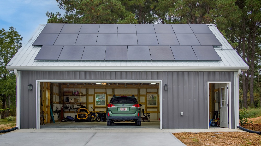 Hanwha Q Cells solar panels are installed on the roof of a garage in North Carolina. (Hanwha Q Cells)