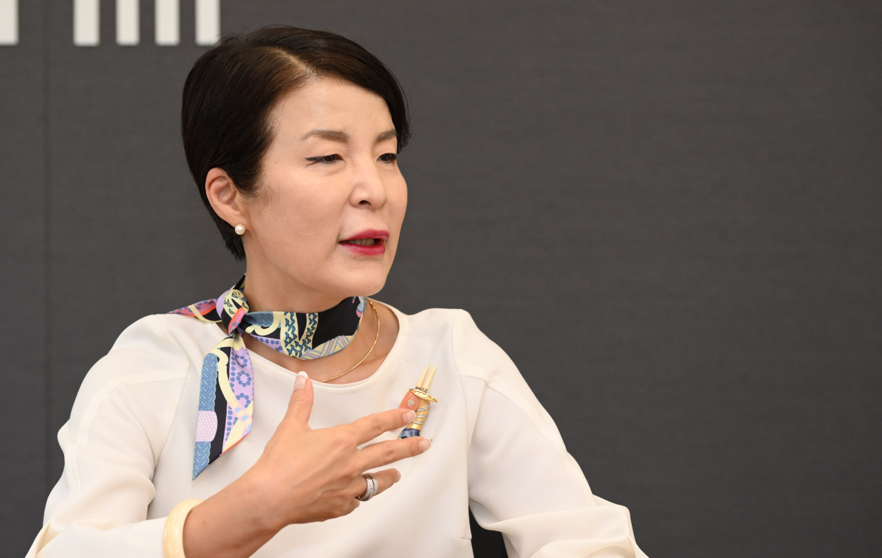 Park Eun-ha, Busan’s ambassador for international relations and former ambassador to the UK, speaks during an interview with The Korea Herald, Friday. (Im Se-jun/The Korea Herald)