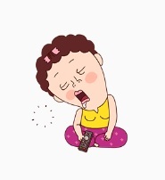 This KakaoTalk emoticon character has been created off the streotypical image of an ajumma with short, permed hair and colorful clothing. (Kakao)