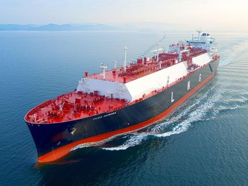 This photo provided by Korea Shipbuilding & Offshore Engineering Co. (KSOE) on Wednesday, shows a liquefied natural gas carrier built by a KSOE affiliate. (Yonhap)