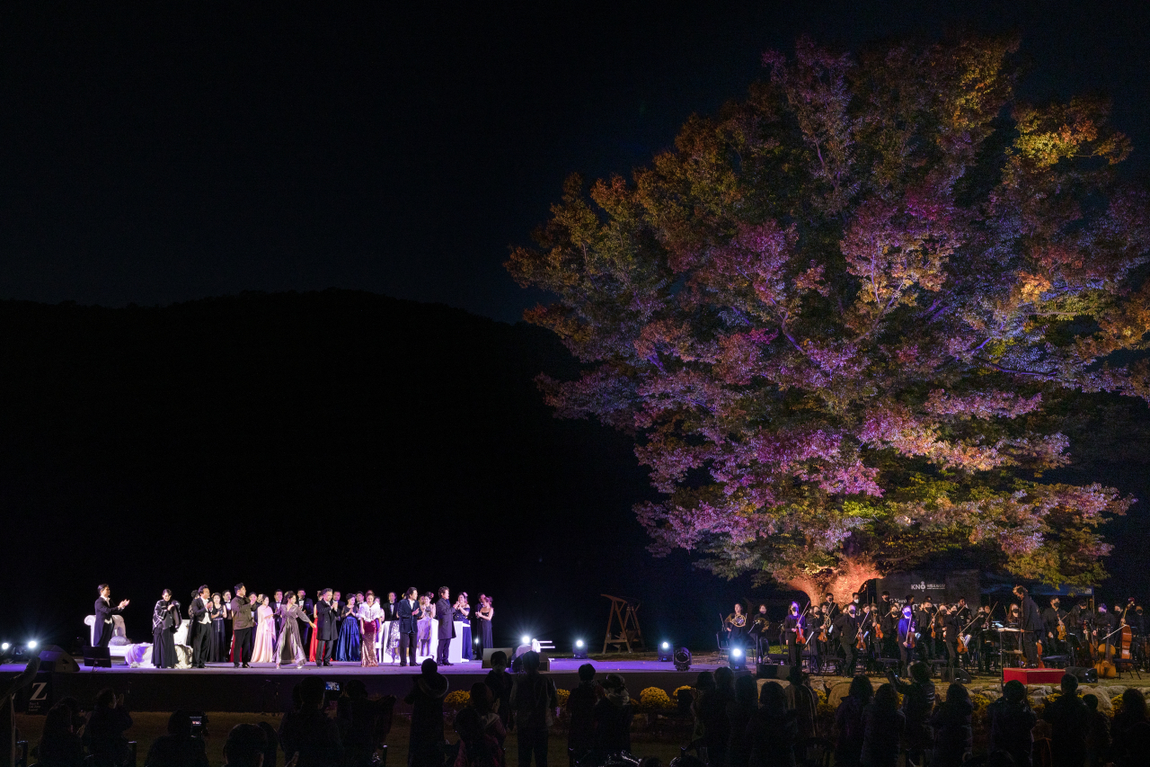 A Peace and Life Zone Festival concert takes place at Sarang Tree in Georye-ri, Hwacheon, Gangwon Province, in 2021. (PLZ)
