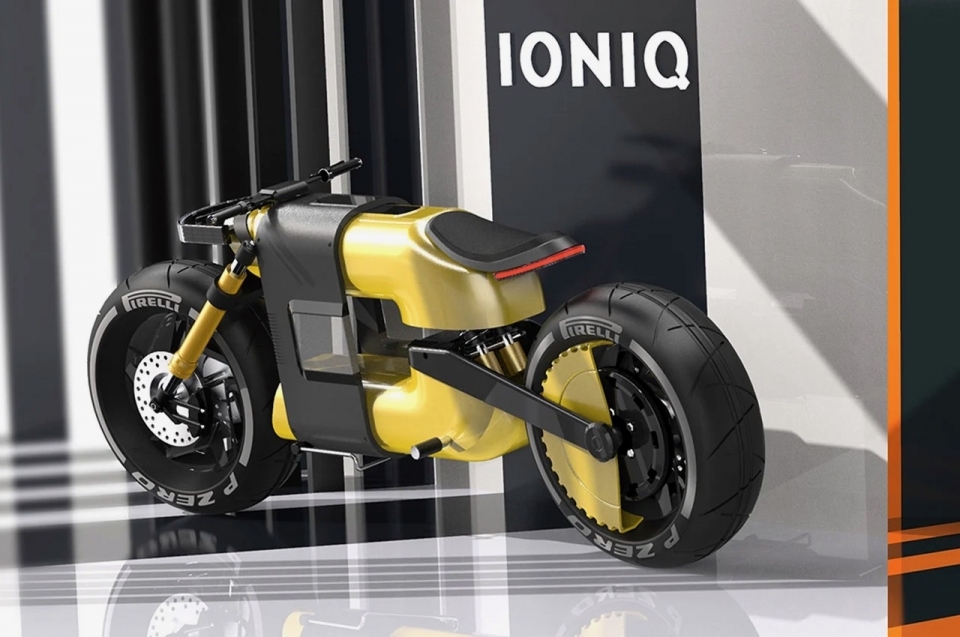 An imagine design of Hyundai Motor’s concept bike model Ioniq Q by design magazine (Yanko Design)